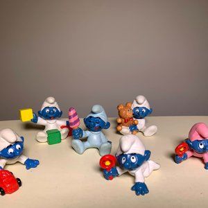 COPY - Set of 3 Vintage Baby Smurf figures / Smurf Peyo Schleich PVC Toy (BABY0…